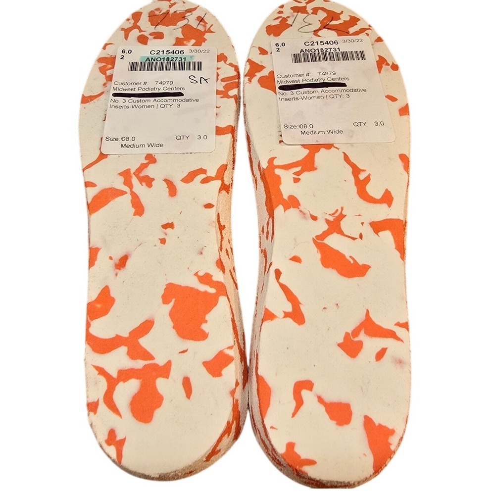 2 New Pair Anodyne Custom Diabetic Insoles Women's Size 8.0 Medium‎ Wide